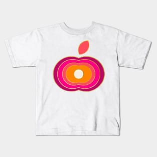 magenta pink and orange retro apple Kids T-Shirt